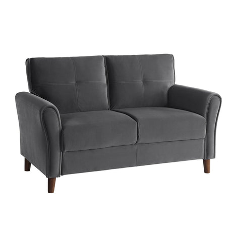 Dunleith Charcoal Gray Velvet Loveseat by Homelegance at Eve Furniture