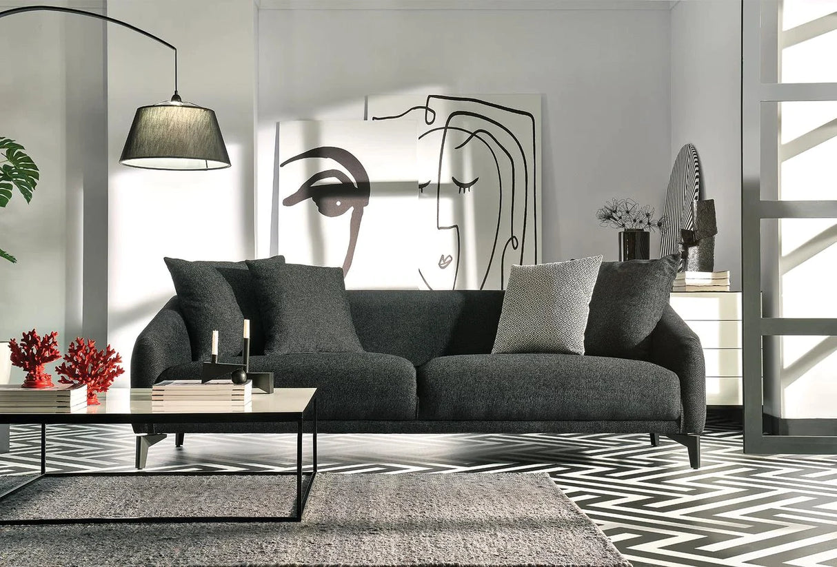 Velvet black sofa