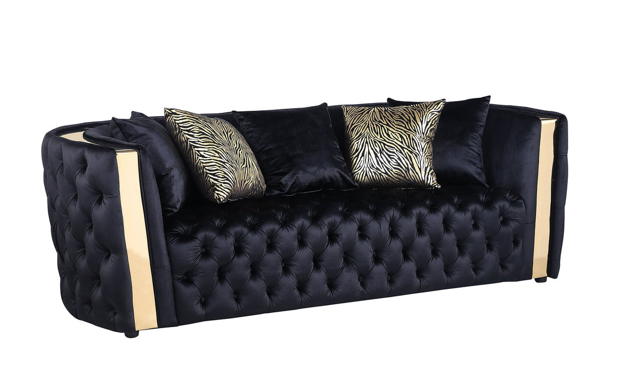 Black and gold velvet sofa