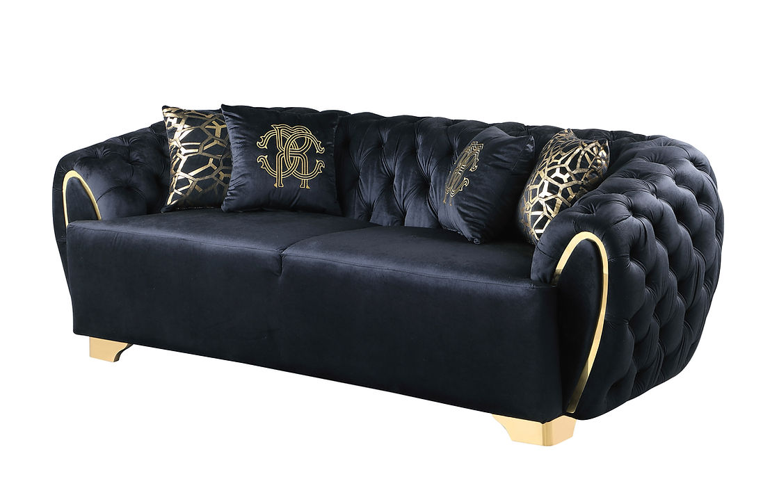 Black Velvet Living Room Set