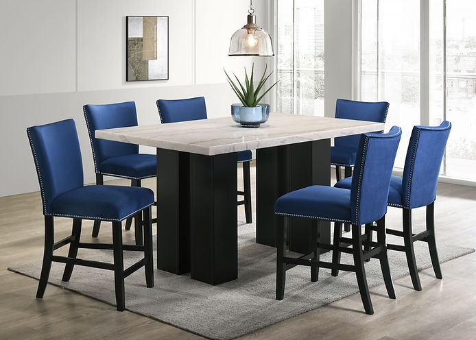 D1236 Valentino (Blue) 7pcs Counter Height Dining set