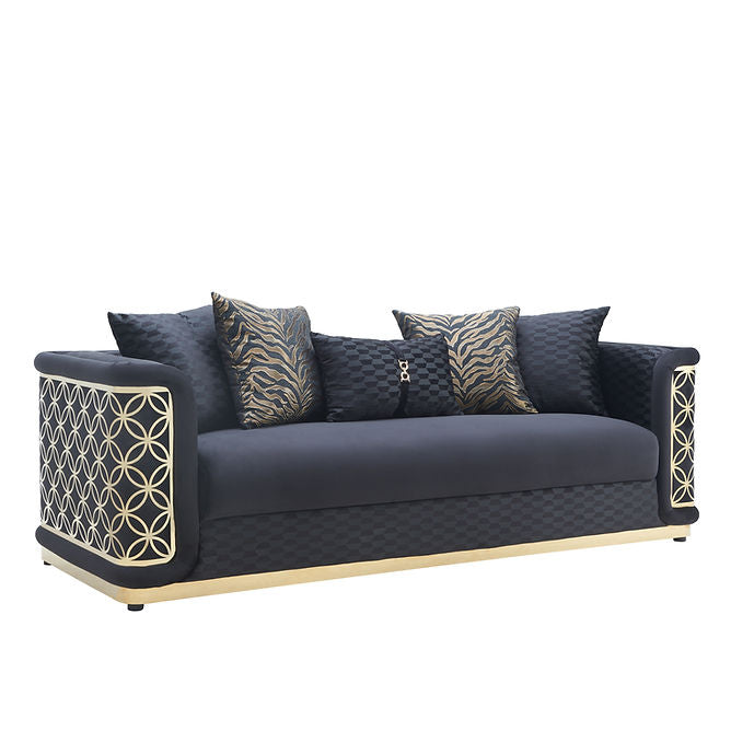 S3390 Riya Black Fabric Living Room Set - Eve Furniture