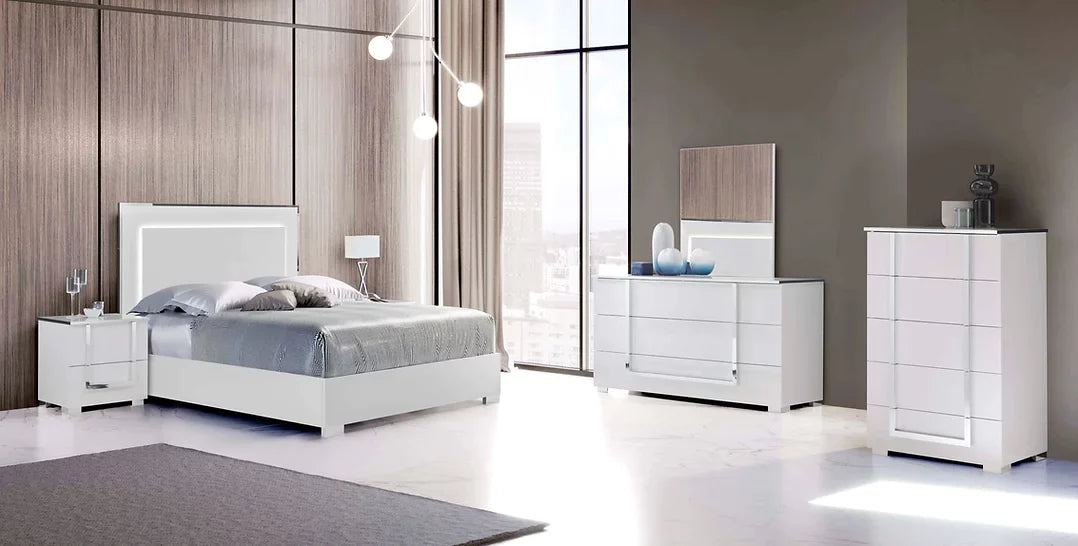Antonella Collection (White) Led Italian Bedroom Set