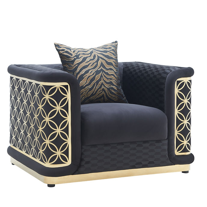 S3390 Riya Black Fabric Living Room Set - Eve Furniture