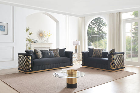 Sofa Black FabricS3390 Riya Black Fabric Living Room Set - Eve Furniture