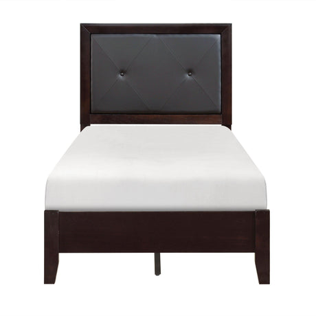 Edina Espresso Twin Upholstered Panel Bed by Homelegance at Eve Furniture