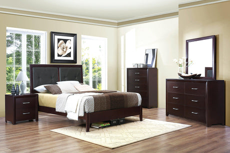 Edina Espresso Upholstered Panel Bedroom Set by Homelegance at Eve Furniture
