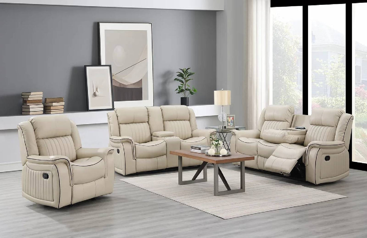 Lavon Cream 3-Piece Reclining Living Room Set