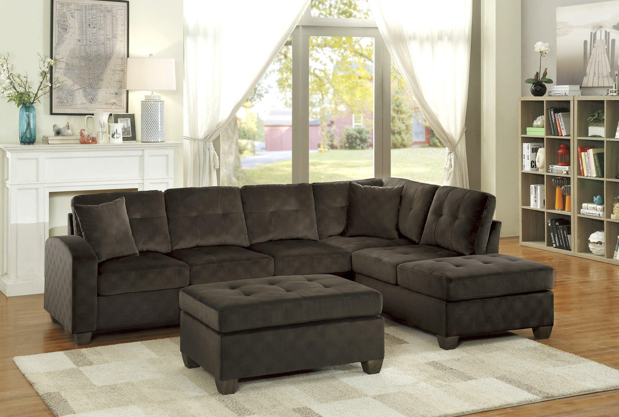 Emilio Chocolate Reversible Sectional by Homelegance at Eve Furniture