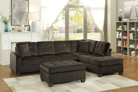 Emilio Chocolate Reversible Sectional by Homelegance at Eve Furniture