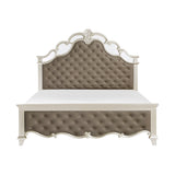 Ever Champagne King Mirrored Upholstered Panel Bed by Homelegance at Eve Furniture