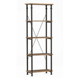 Factory Rustic Poplar & Metal Bookcase by Homelegance at Eve Furniture