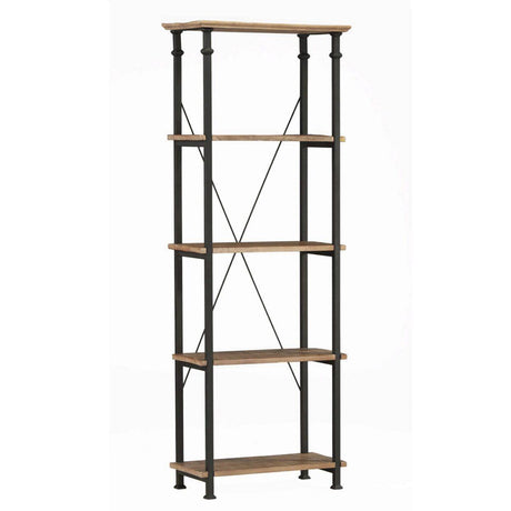 Factory Rustic Poplar & Metal Bookcase by Homelegance at Eve Furniture
