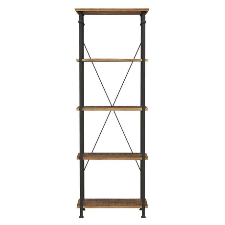 Factory Rustic Poplar & Metal Bookcase by Homelegance at Eve Furniture