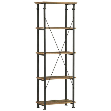 Factory Rustic Poplar & Metal Bookcase by Homelegance at Eve Furniture