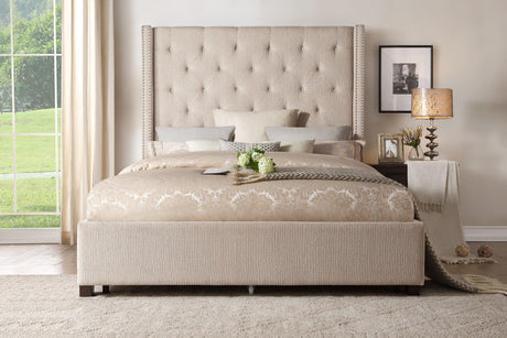 Fairborn Beige Full Upholstered Storage Platform Bed by Homelegance at Eve Furniture