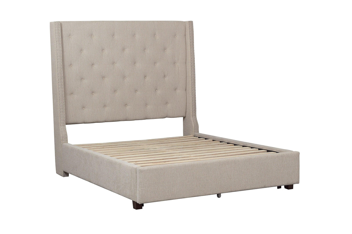 Fairborn Beige King Upholstered Platform Bed by Homelegance at Eve Furniture