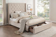 Fairborn Beige King Upholstered Storage Platform Bed by Homelegance at Eve Furniture