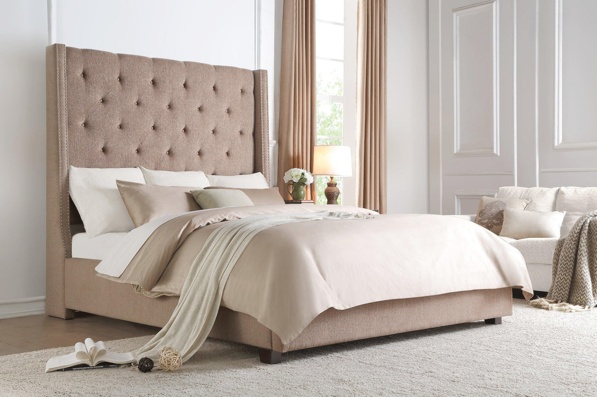 Fairborn Brown King Upholstered Platform Bed by Homelegance at Eve Furniture
