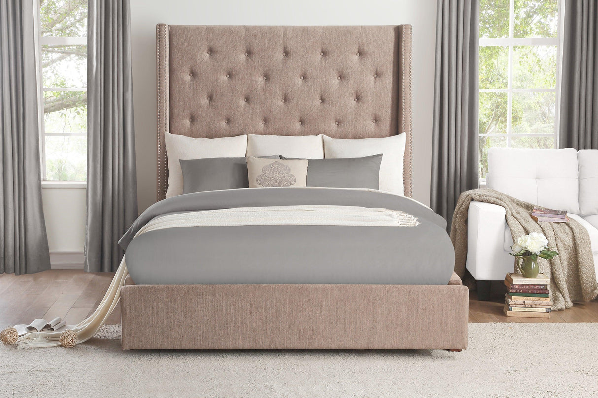 Fairborn Brown King Upholstered Platform Bed by Homelegance at Eve Furniture