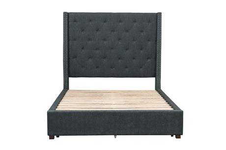 Fairborn Gray King Upholstered Storage Platform Bed by Homelegance at Eve Furniture