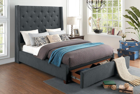 Fairborn Gray Queen Upholstered Storage Platform Bed by Homelegance at Eve Furniture