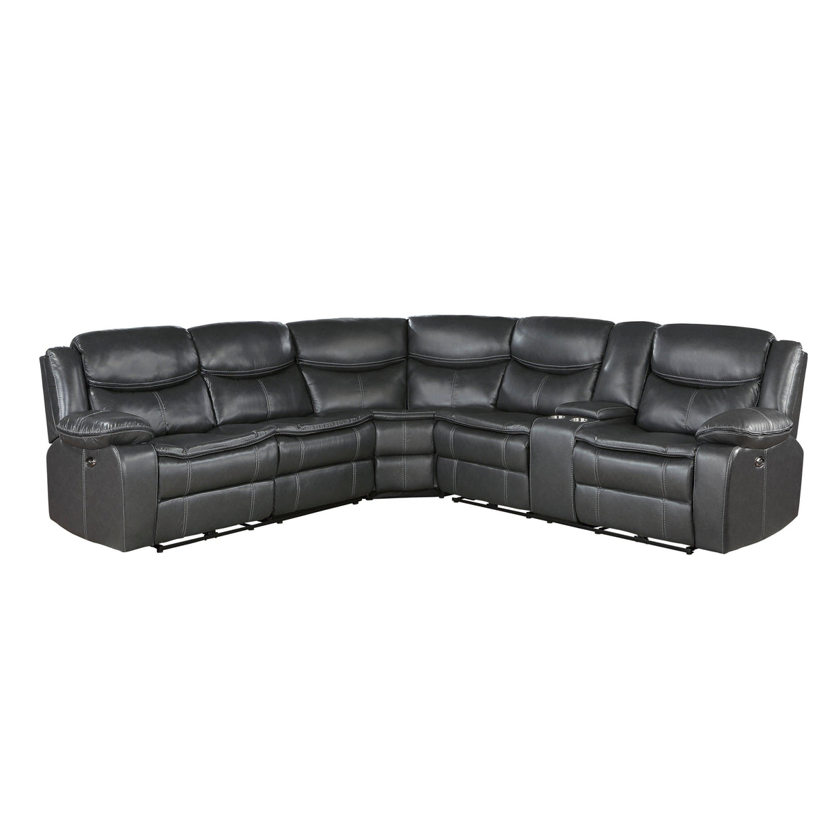 Fargo 3-Piece Power Reclining Sectional with Right Console In Dark Gray by Homelegance at Eve Furniture