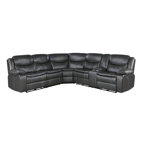 Fargo 3-Piece Power Reclining Sectional with Right Console In Dark Gray by Homelegance at Eve Furniture