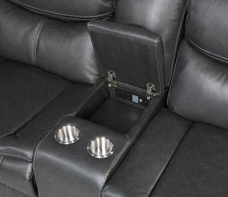 Fargo 3-Piece Power Reclining Sectional with Right Console In Dark Gray by Homelegance at Eve Furniture