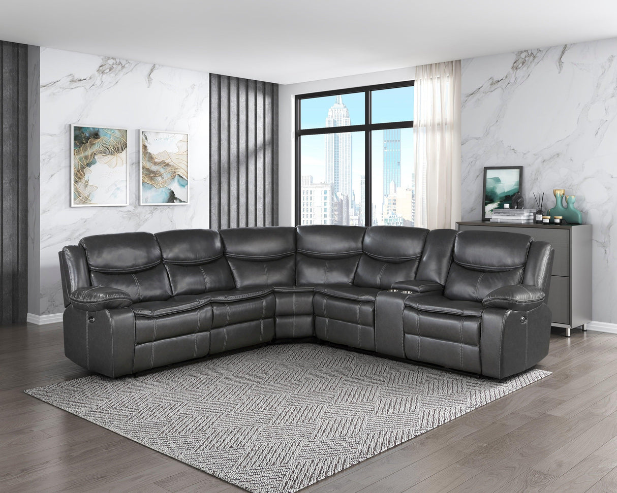 Fargo 3-Piece Power Reclining Sectional with Right Console In Dark Gray by Homelegance at Eve Furniture