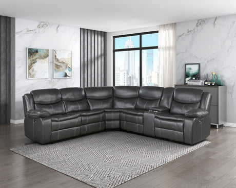 Fargo 3-Piece Power Reclining Sectional with Right Console In Dark Gray by Homelegance at Eve Furniture
