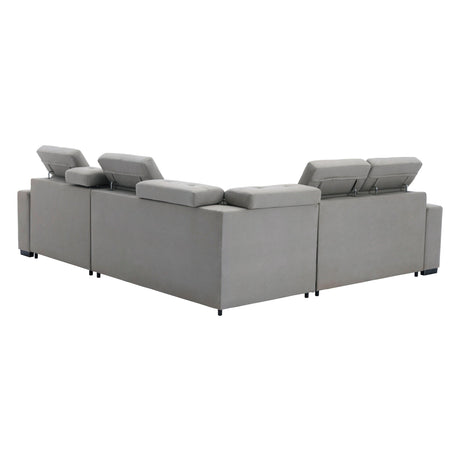 Farrah Light Gray 3-Piece Sectional with Adjustable Headrests, Pull-out Bed and Console by Homelegance at Eve Furniture
