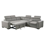 Farrah Light Gray 3-Piece Sectional with Adjustable Headrests, Pull-out Bed and Console by Homelegance at Eve Furniture
