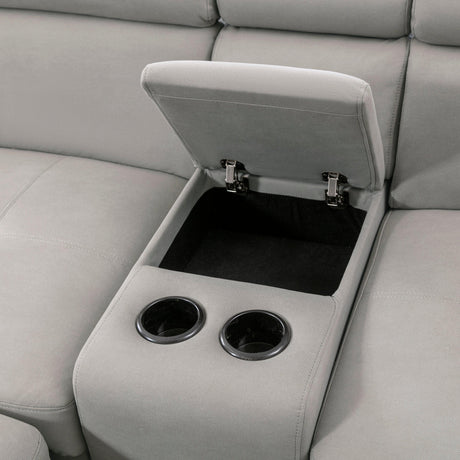 Farrah Light Gray 3-Piece Sectional with Adjustable Headrests, Pull-out Bed and Console by Homelegance at Eve Furniture