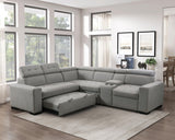 Farrah Light Gray 3-Piece Sectional with Adjustable Headrests, Pull-out Bed and Console by Homelegance at Eve Furniture
