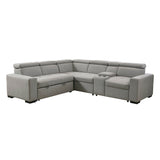 Farrah Light Gray 3-Piece Sectional with Adjustable Headrests, Pull-out Bed and Console by Homelegance at Eve Furniture