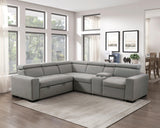 Farrah Light Gray 3-Piece Sectional with Adjustable Headrests, Pull-out Bed and Console by Homelegance at Eve Furniture