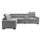 Farrah Light Gray 3-Piece Sectional with Adjustable Headrests, Pull-out Bed and Console by Homelegance at Eve Furniture