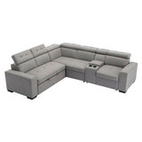 Farrah Light Gray 3-Piece Sectional with Adjustable Headrests, Pull-out Bed and Console by Homelegance at Eve Furniture