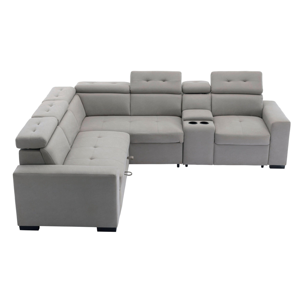 Farrah Light Gray 3-Piece Sectional with Adjustable Headrests, Pull-out Bed and Console by Homelegance at Eve Furniture