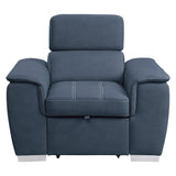 Ferriday Blue Chair with Pull-out Ottoman by Homelegance at Eve Furniture