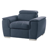 Ferriday Blue Chair with Pull-out Ottoman by Homelegance at Eve Furniture