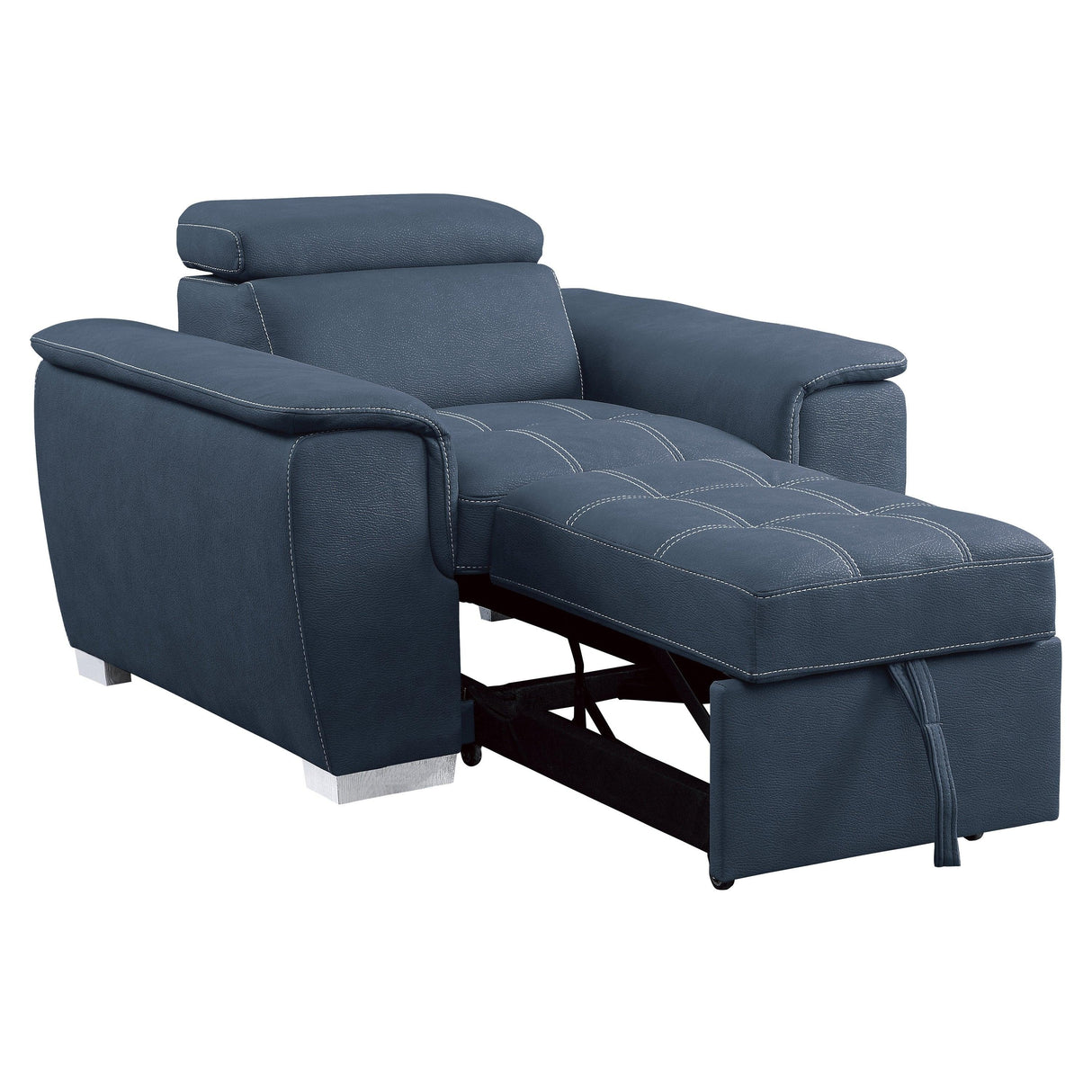 Ferriday Blue Chair with Pull-out Ottoman by Homelegance at Eve Furniture