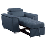 Ferriday Blue Chair with Pull-out Ottoman by Homelegance at Eve Furniture