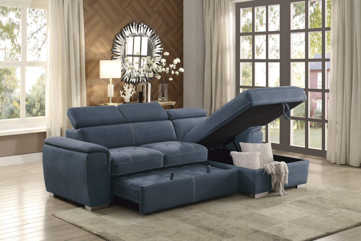 Ferriday Blue Storage Sleeper Sectional by Homelegance at Eve Furniture