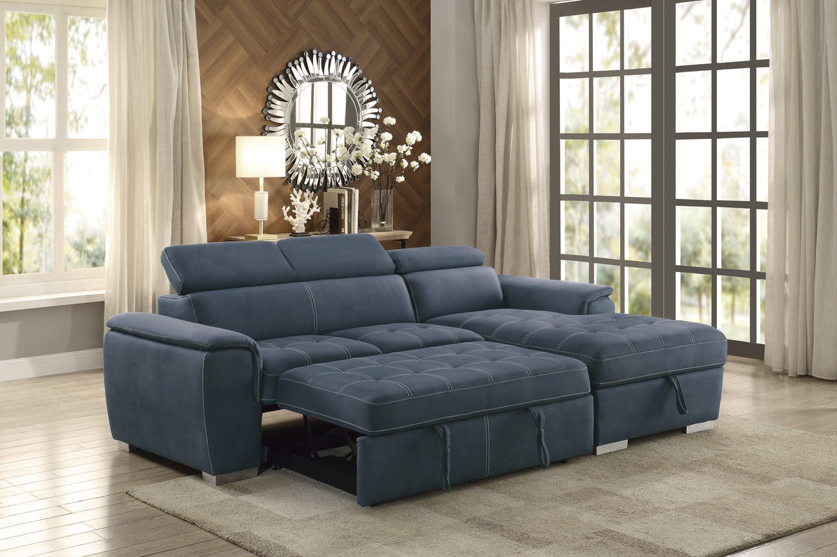 Ferriday Blue Storage Sleeper Sectional by Homelegance at Eve Furniture