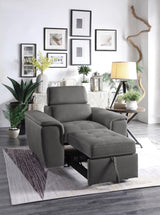 Ferriday Gray Chair with Pull-out Ottoman by Homelegance at Eve Furniture
