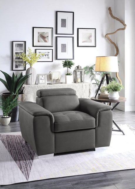 Ferriday Gray Chair with Pull-out Ottoman by Homelegance at Eve Furniture