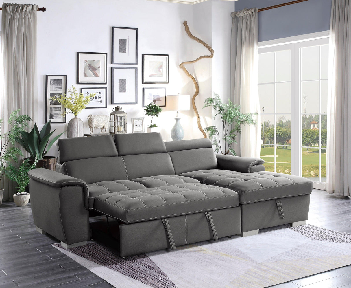 Ferriday Gray Storage Sleeper Sectional by Homelegance at Eve Furniture