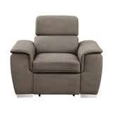 Ferriday Taupe Chair with Pull-out Ottoman by Homelegance at Eve Furniture